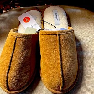 New Goodfellow&Co Mens Suede Fur Lining Slippers Alex S7-8 NWT